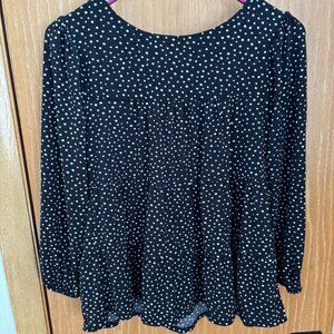 Monteau Black and White Polka dot blouse size medium